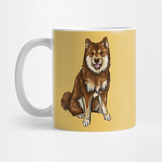 Finnish Lapphund Dog | Chocolate and Tan by Shirin Illustration